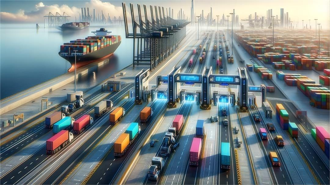 Modern freight forwarding logistics center with digital tracking
